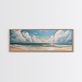 Ocean Wave Horizon Canvas Print Coastal Seascape Wall Art, Tranquil Beach Painting, Nautical Home Decor, Relaxing Living Room Artwork