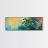 Tropical Palm Tree Canvas Print Colorful Beach Wall Art, Summer Vacation Vibes, Boho Coastal Painting, Vibrant Nature Inspired Decor