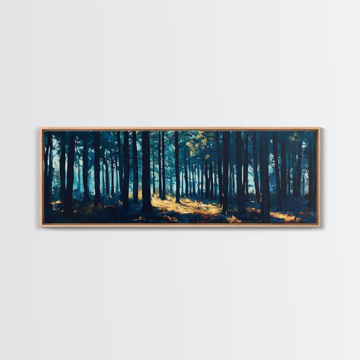 Enchanted Forest Art Framed Canvas Print - Dark Moody Woodland Painting, Nature Wall Art, Mystical Trees, Living Room Aesthetic