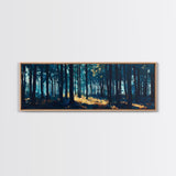 Enchanted Forest Art Framed Canvas Print - Dark Moody Woodland Painting, Nature Wall Art, Mystical Trees, Living Room Aesthetic