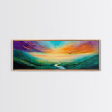 Vibrant Sky Journey Canvas Print, Colorful Sunrise Landscape, Abstract Nature Wall Art, Living Room Decor, Boho Dreamy Sunset Painting