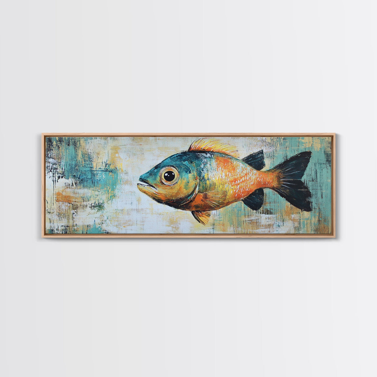 Vibrant Fish Canvas Print Rustic Coastal Wall Art Nautical Painting Beach House Decor Colorful Abstract Aquarium Art Lake House