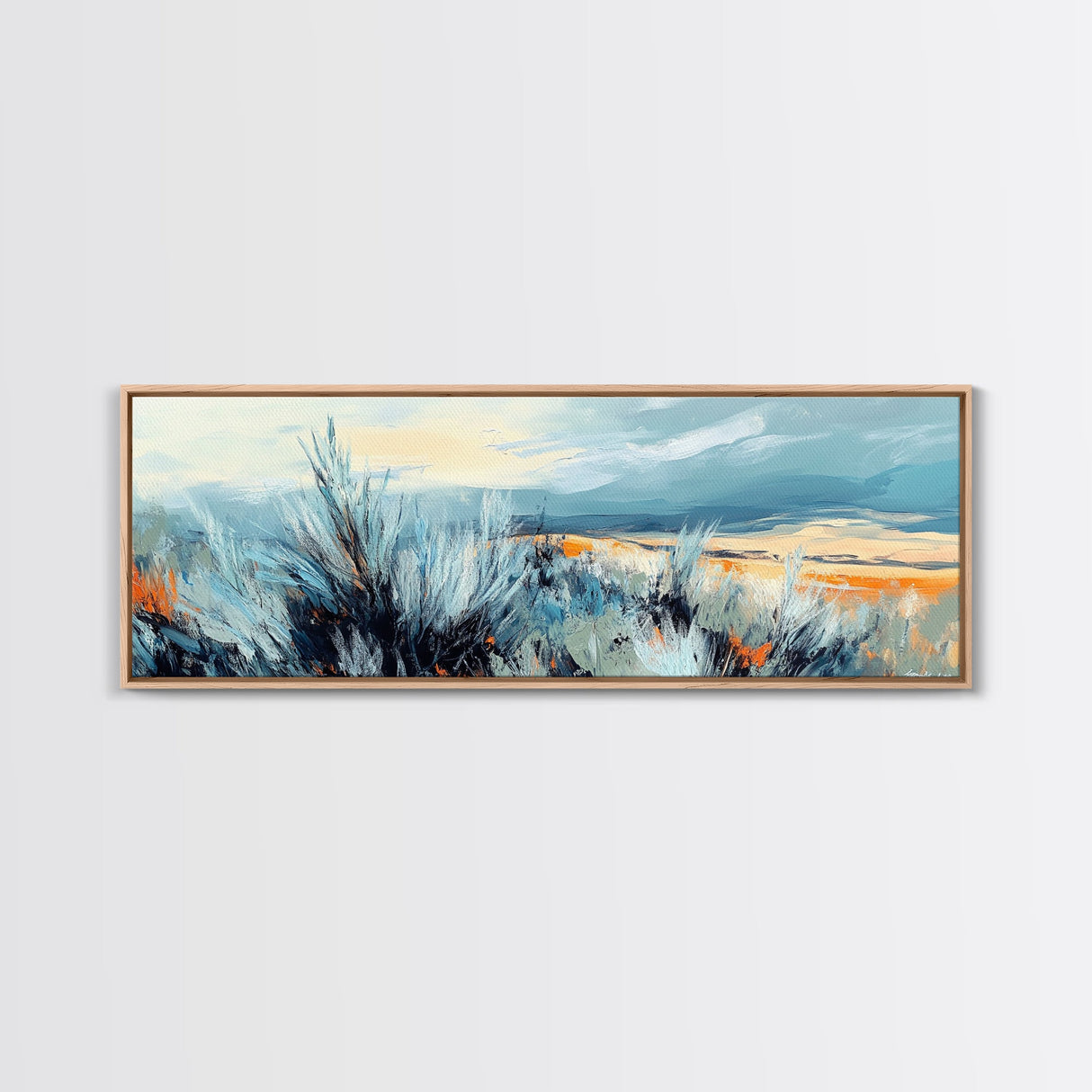 Wild Prairie Landscape Framed Canvas Print Rustic Nature Art, Modern Country Wall Decor, Warm Earth Tone Painting, Farmhouse Style