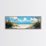 Tranquil Ocean Beach View Canvas Print, Coastal Wall Art, Blue Nautical Decor, Modern Seascape Painting, Beach House Decor