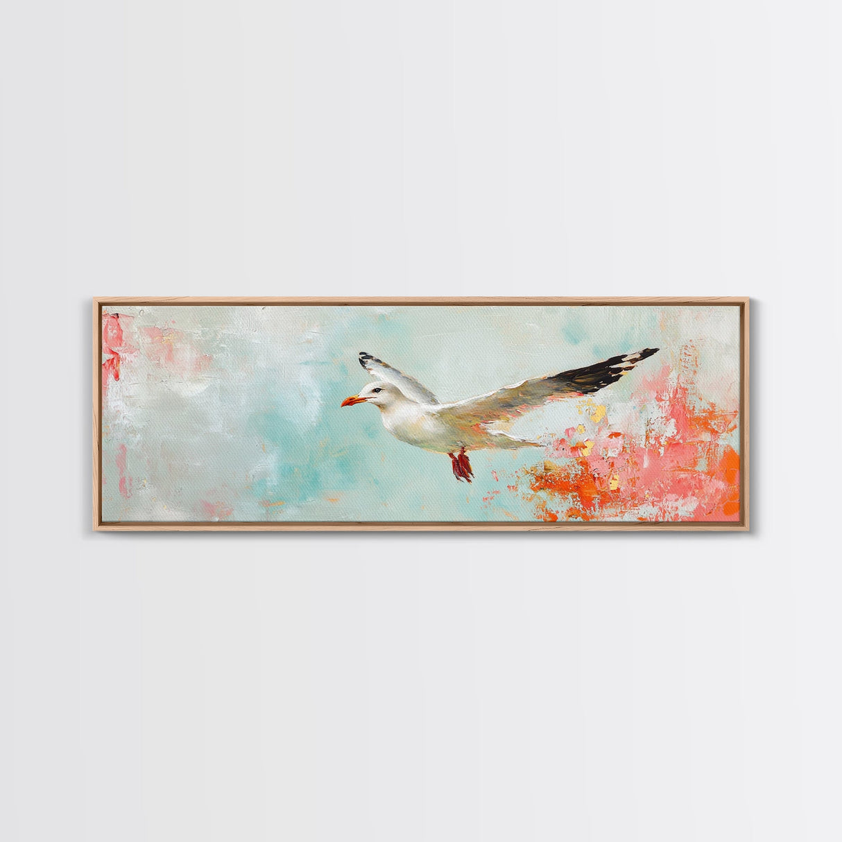 Seagull Flight Canvas Print Coastal Wall Art, Beach House Decor, Soaring Bird Painting, Ocean Lover Gift, Minimalist Art