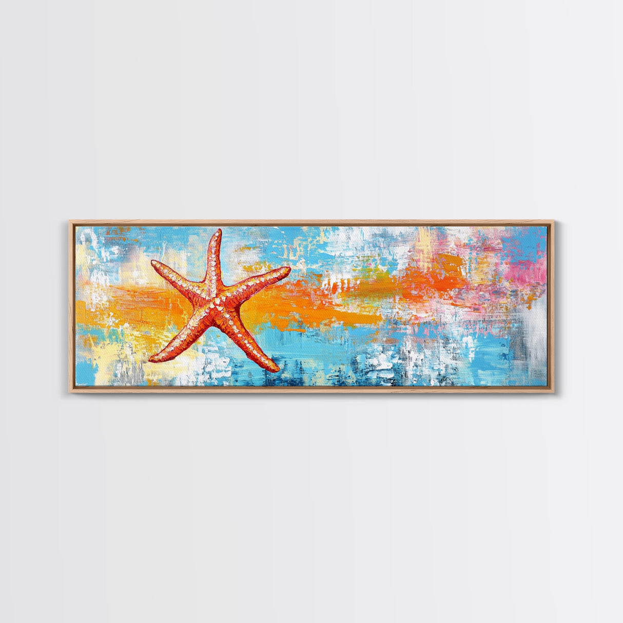 Starfish, Beach Themed Wall Art, Ocean Life Painting, Coastal Decor, Framed Canvas Print, Nautical Style, Living Room Artwork