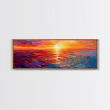 Fiery Sunset, Abstract Seascape Painting, Vibrant Ocean Art, Sunset Glow, Canvas Print, Nautical Home Decor, Bedroom Artwork
