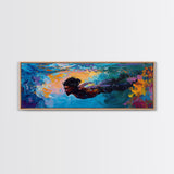 Underwater, Swimmer, Colorful, Abstract, Canvas Print, Vibrant Art, Living Room Decor, Ocean Wall Art, Modern Painting