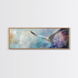 Seagull, Flight, Sky, Freedom, Canvas Print, Coastal Bird Art, Minimalist Nature Painting, Serene Wall Art, Neutral Home Decor
