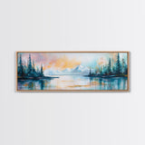 Mountain Lake, Sunset Reflection, Winter Scenery, Framed Canvas Print, Nature Wall Art, Cabin Decor, Home Art, Bedroom Decor