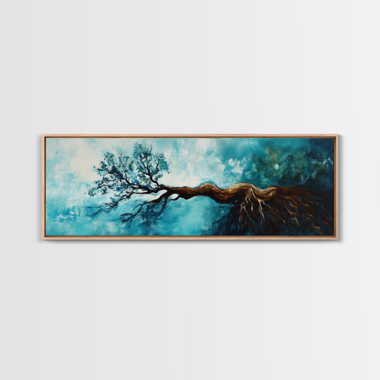 Twisted Roots, Sky Tree, Surreal Nature Art, Canvas Print, Abstract Landscape, Whimsical Wall Decor, Earthy Tones, Nature Inspired Art