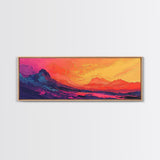 Sunset Mountains, Abstract Landscape, Canvas Print, Colorful Wall Art, Living Room Decor, Boho Art, Office Wall Art, Vibrant Painting