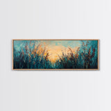 Wild Grass, Sunset Landscape Art, Serene Nature Painting, Farmhouse Wall Decor, Bedroom Wall Art, Home Print, Framed Canvas Print
