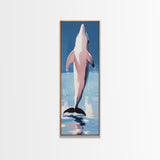 Leaping Dolphin, Ocean Wildlife, Canvas Print, Beach House Wall Art, Blue Coastal Aesthetic, Marine Life Art, Living Room Decor