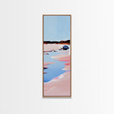 Seaside Landscape, Water Reflection, Abstract Art, Framed Canvas Print, Soft Pastel Colors, Modern Coastal Decor, Serene Wall Art