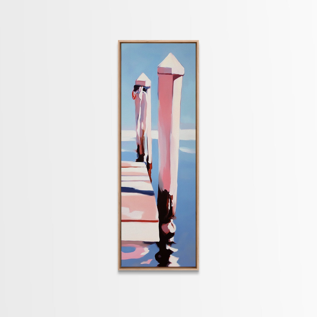 Dockside View, Ocean Reflection, Coastal Escape, Framed Canvas Print, Nautical Wall Art, Beach House Decor, Relaxing Home Aesthetic
