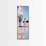 White House Porch, Coastal Home Art, Minimalist Architecture, Light and Airy, Aesthetic Home Decor, Summer Vibes, Framed Canvas Print