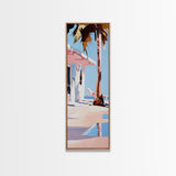 Palm Tree Getaway, Tropical Beach, Coastal Aesthetic, Framed Canvas Print, Modern Minimalist, Relaxing Home Decor, Bedroom Wall Art