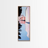 Harbor Reflections, Nautical Wall Art, Coastal Painting, Blue and Pink Decor, Ocean Home, Minimalist Seascape, Framed Canvas Print