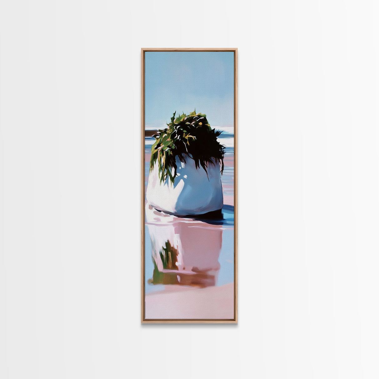 Coastal Rock, Ocean Wall Art, Minimalist Seascape, Framed Canvas Print, Abstract Beach, Contemporary Painting, Living Room Wall Art