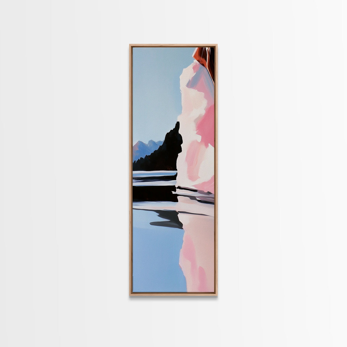 Scenic Lakeside, Moody Landscape, Framed Canvas Print, Nature Art, Soft Earthy Colors, Living Room Wall Art, Modern Minimalist