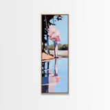 Cherry Blossom Reflection, Peaceful Nature Scene, Pastel Wall Art, Canvas Print, Bedroom Decor, Elegant Minimalist Art, Zen Aesthetic