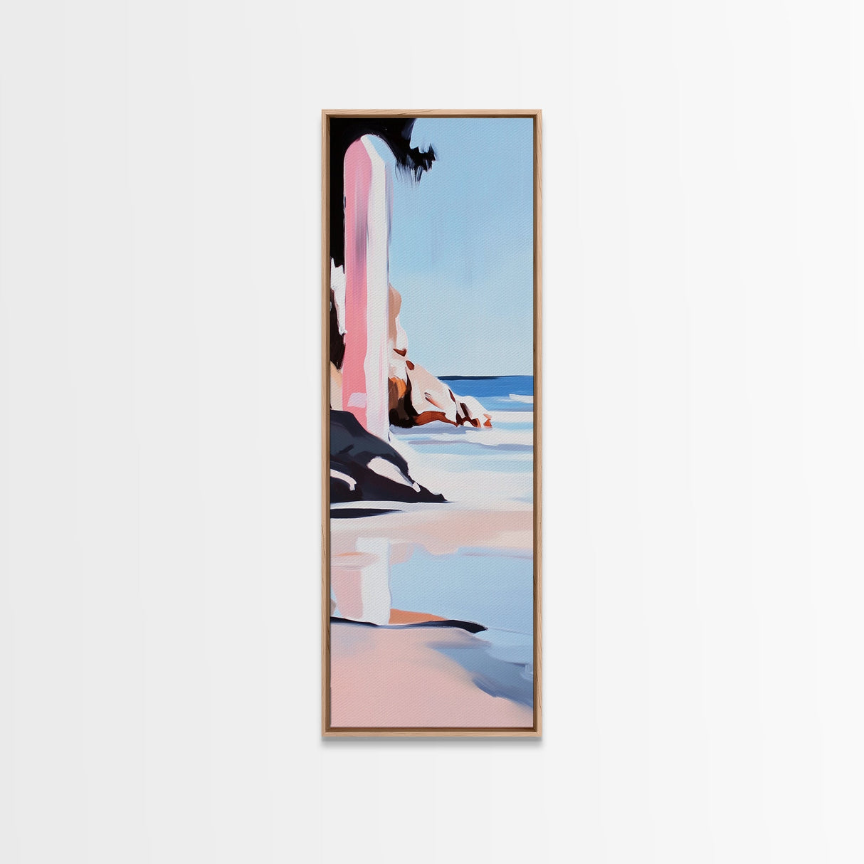 Cliffside, Ocean Horizon, Tranquil Seascape, Minimalist, Soft Pastel, Coastal Aesthetic, Serene Nature, Canvas Print