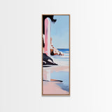 Cliffside, Ocean Horizon, Tranquil Seascape, Minimalist, Soft Pastel, Coastal Aesthetic, Serene Nature, Canvas Print