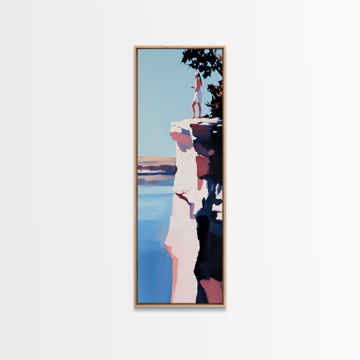 Cliffside Explorer, Adventure Art, Outdoor Wall Art, Canvas Print, Wanderlust Aesthetic, Minimalist Travel Art, Mountain Decor