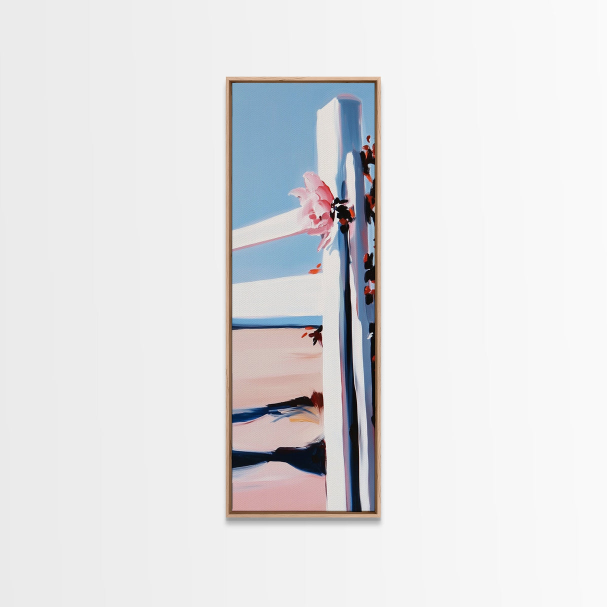 Seaside Fence, Nautical Wall Art, Coastal Home Decor, Beach Aesthetic, Framed Canvas Print, Ocean View Art, Minimalist Landscape