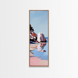 Zen Reflections, Water Inspired Art, Minimalist Beach Scene, Tranquil Nature Painting, Relaxing Decor, Modern Framed Canvas Print
