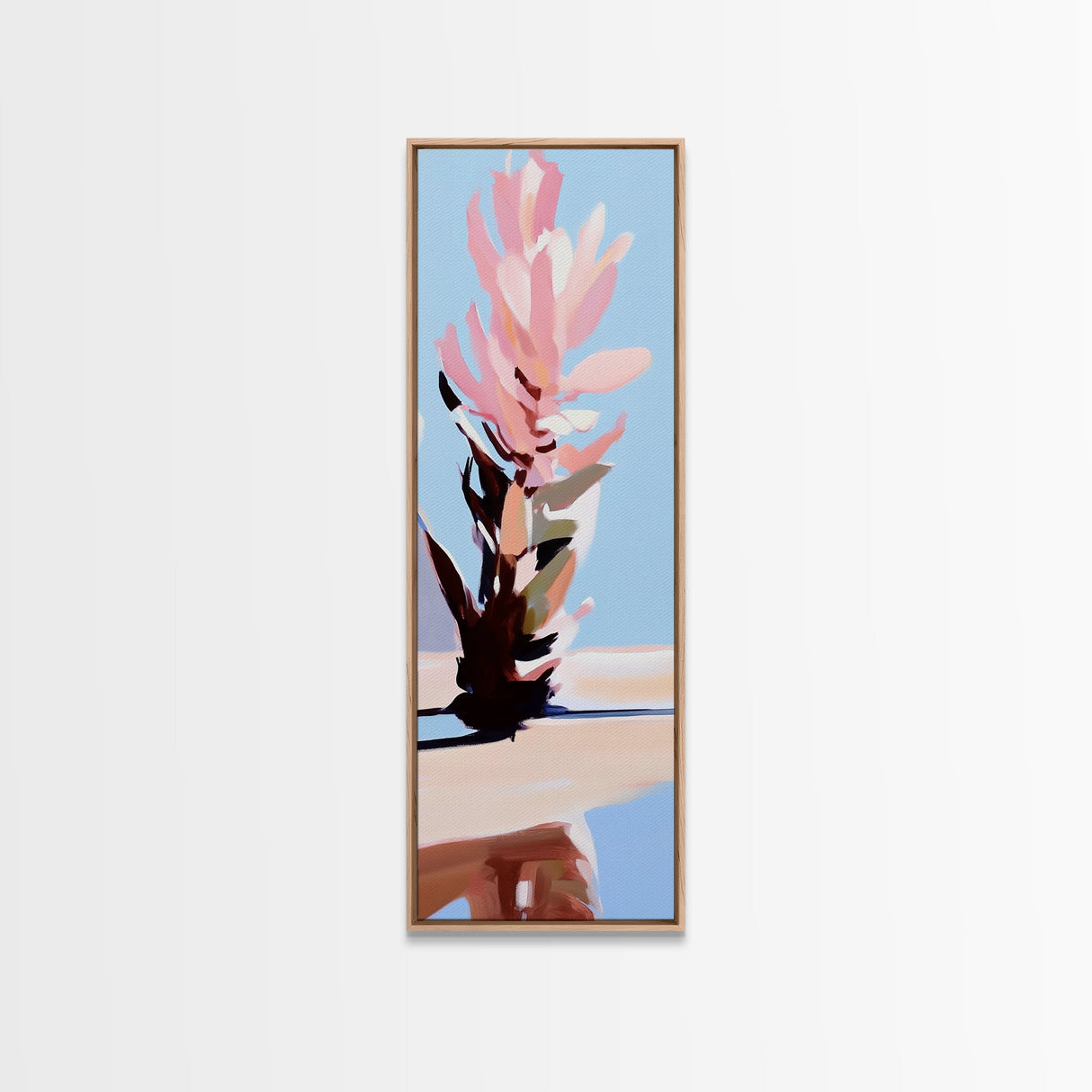 Blooming Beauty, Pastel Floral Art, Feminine Aesthetic, Soft Pink Flowers, Minimalist Botanical Painting, Bedroom Framed Canvas Print