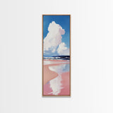 Cloud Reflection, Ocean Horizon, Tranquil Sky, Dreamy Seascape, Framed Canvas Print, Coastal Wall Art, Living Room Decor, Minimalist Blue