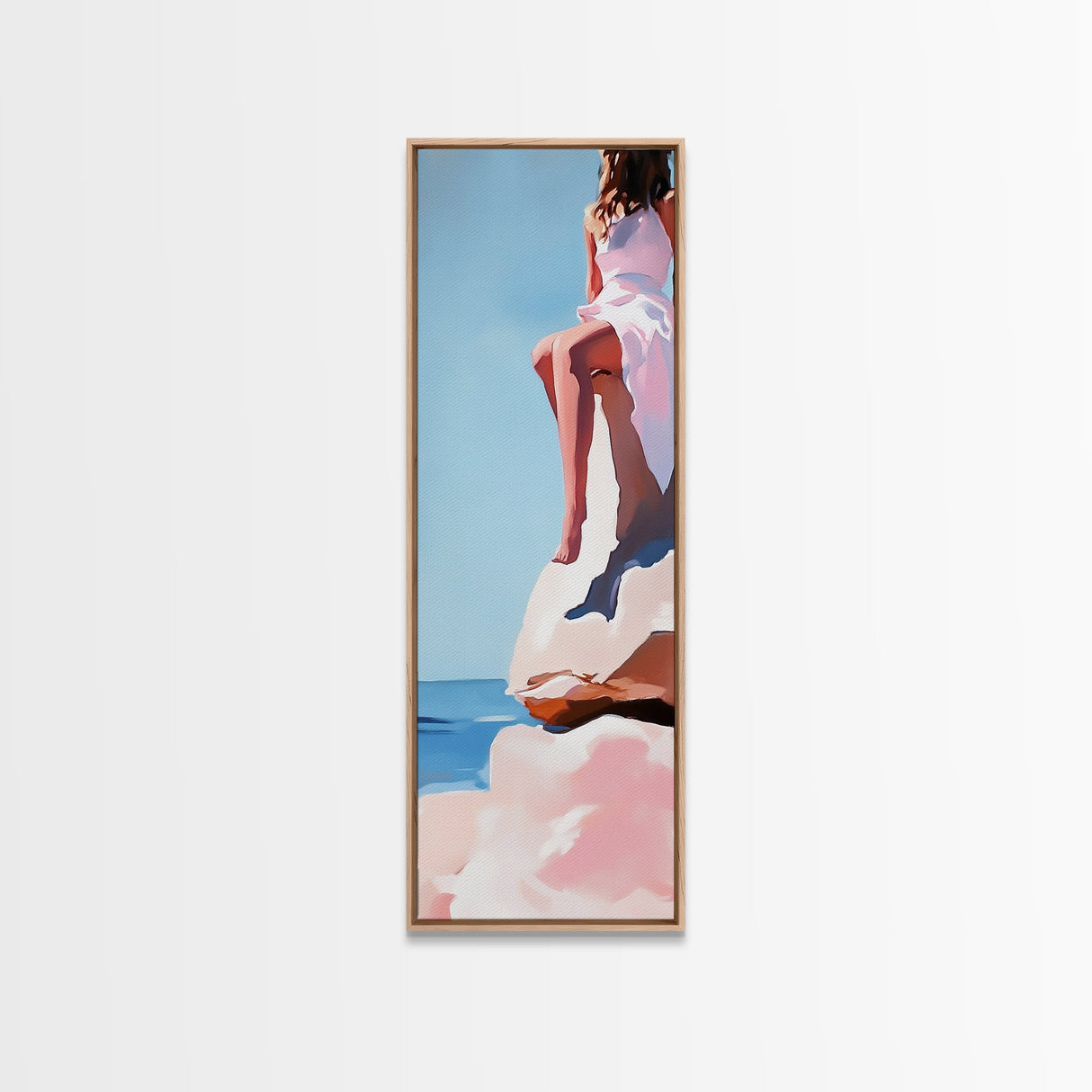 Seaside Muse, Minimalist Beach Art, Boho Coastal Wall Decor, Serene Ocean View, Contemporary Painting, Canvas Print, Bedroom Wall Art