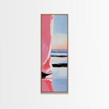 Pink Horizon, Coastal Sunrise, Minimalist Beach Painting, Abstract Seascape Art, Contemporary Pastel Wall Decor, Canvas Print, Office Wall Art