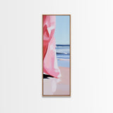 Windswept Dress, Ocean Breeze Art, Soft Pastel Coastal Decor, Feminine Beach Aesthetic, Modern Abstract Art, Canvas Print, Bedroom Wall Art
