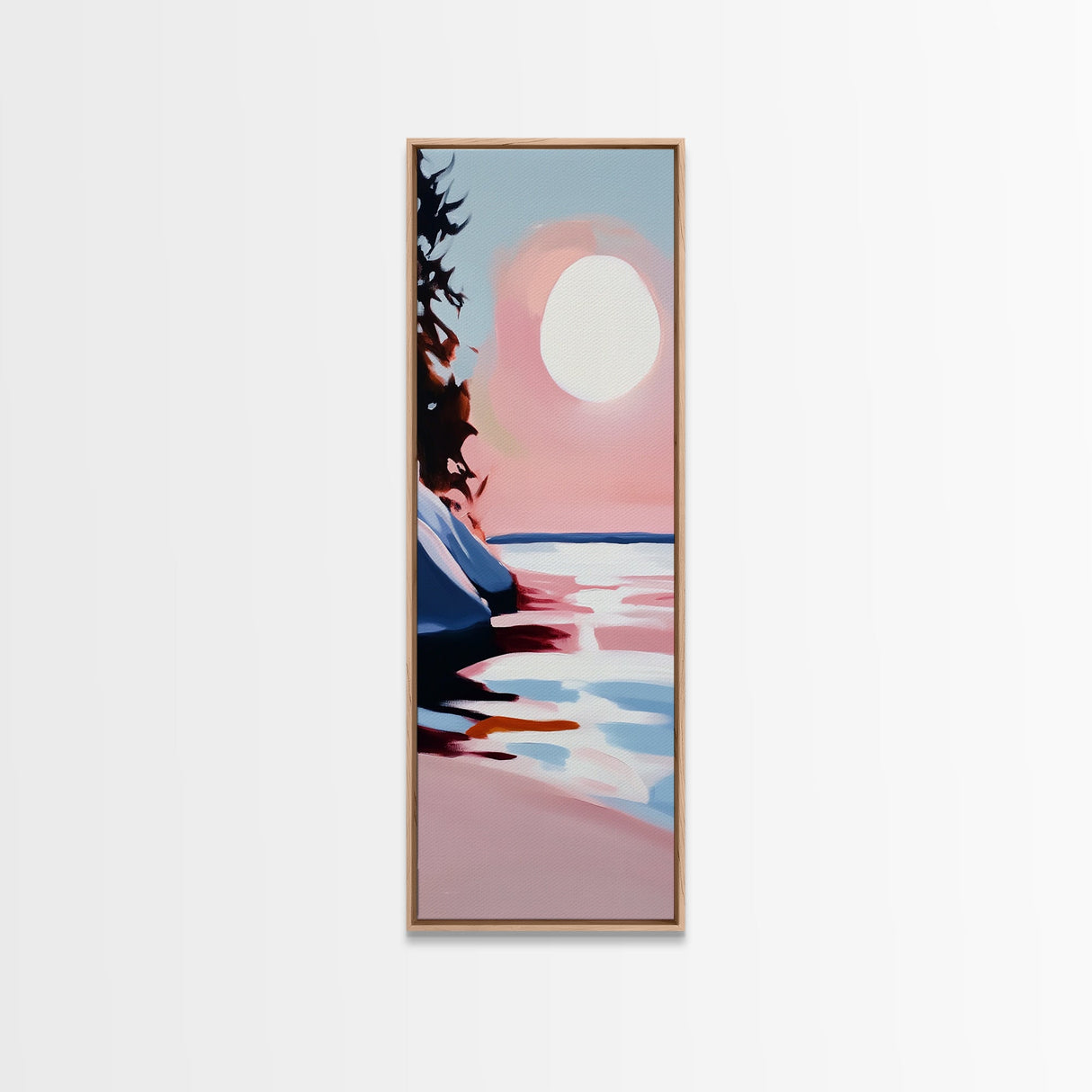 Sunset Beach, Ocean Landscape Painting, Warm Coastal Colors, Abstract Water Reflection, Modern Art, Canvas Print, Living Room Wall Art