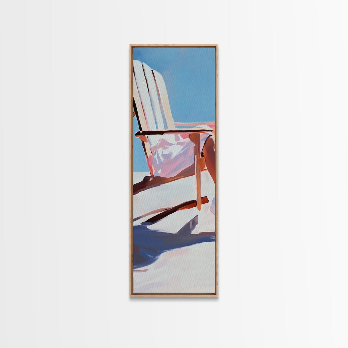 Beach Chair Relaxation, coastal art, summer vibes, minimalist beach painting, modern wall decor, living room art, framed canvas print
