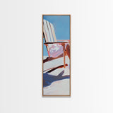 Beach Chair Relaxation, coastal art, summer vibes, minimalist beach painting, modern wall decor, living room art, framed canvas print