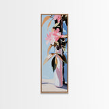 Floral Vase, Pink Flowers, Boho Botanical, Framed Canvas Print, Nature Wall Art, Bedroom Decor, Soft Aesthetic Art, Floral Wall Art