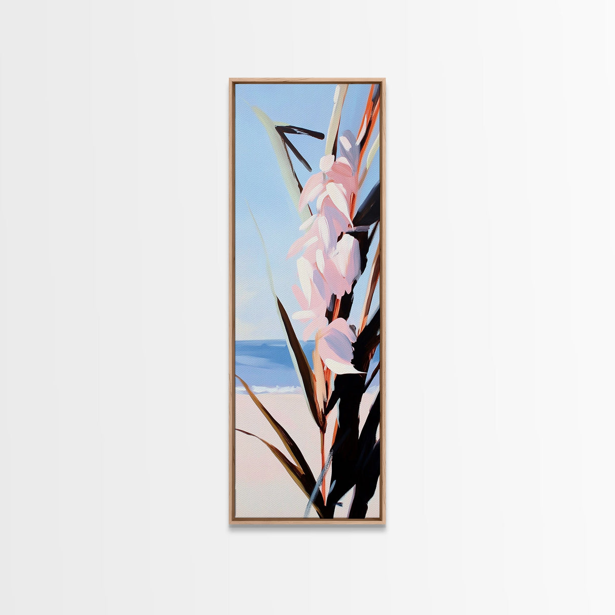 Beach Blossom, Ocean Flowers, Coastal Nature, Canvas Print, Summer Wall Art, Boho Botanical Decor, Pastel Floral Art, Living Room Wall Art