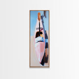 Kayak on Sand, adventure art, beach lover’s decor, soft pastel painting, nature wall art, modern boho aesthetic, framed canvas print