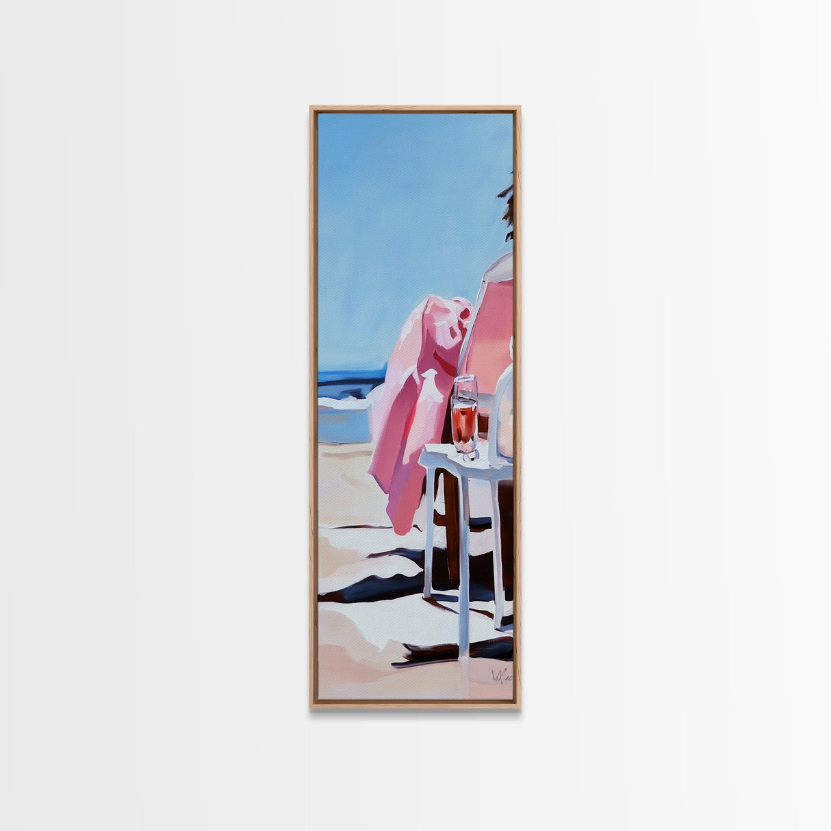 Beach Lounge, Coastal Retreat, Relaxing Seaside, Framed Canvas Print, Minimalist Art, Nautical Wall Art, Summer Decor, Living Room Art