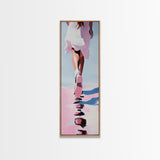 Elegant Walking Art, Minimalist Fashion, Dreamy Pastel Print, Framed Canvas Print, Modern Aesthetic, Bedroom Wall Art, Stylish Home Decor