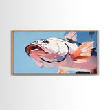 Pink Fish, Ocean Art, Coastal Aesthetic, Nautical Wall Art, Beach House Decor, Sea Life Painting, Living Room Wall Art, Canvas Print
