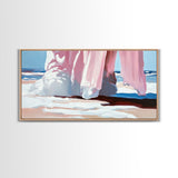 Flowing Dress, Beach Scene, Abstract Coastal Art, Modern Wall Decor, Living Room Art, Canvas Print, Pastel Minimalist Artwork, Feminine Decor