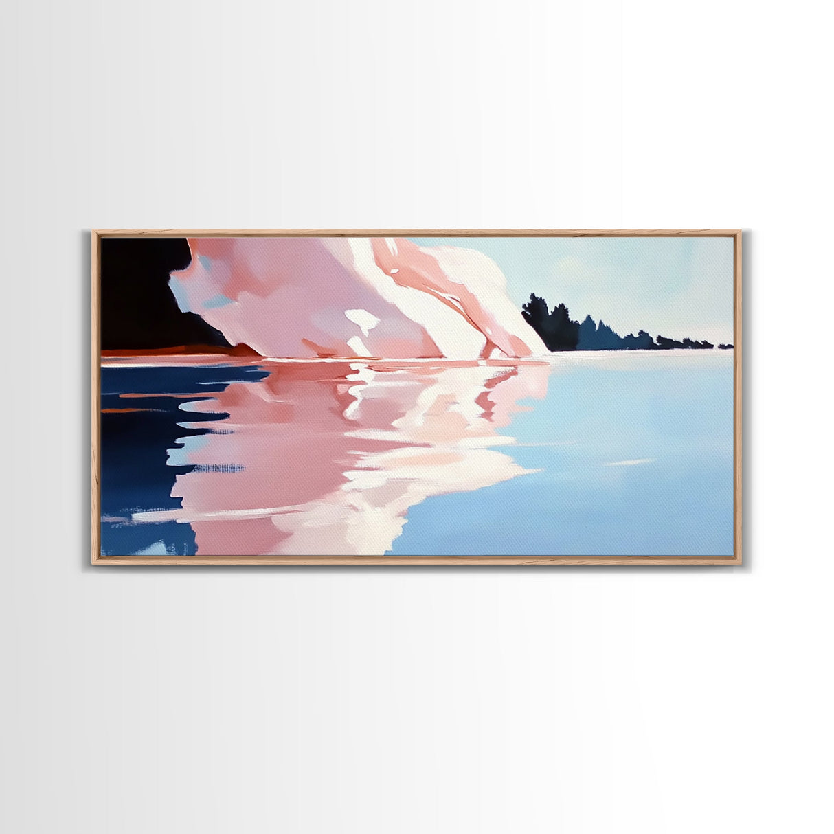 Iceberg Reflection, Arctic Landscape, Cool Tones, Ocean Scene, Framed Canvas Print, Modern Wall Art, Office Decor, Coastal Painting