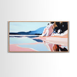 Mountain Snow, Abstract, Framed Canvas Print, landscape painting, bold brushstrokes, mountain art, Scandinavian decor, minimalist art