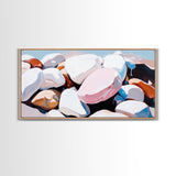 Smooth Stones, Pebble Beach, Coastal Art, Framed Canvas Print, Neutral Home Decor, Minimalist Style, Nature Inspired, Spa Wall Art