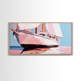 Sailing Boat, Nautical Wall Art, Ocean Reflection Print, Coastal Home Decor, Modern Seascape, Minimalist Living Room, Framed Canvas Print